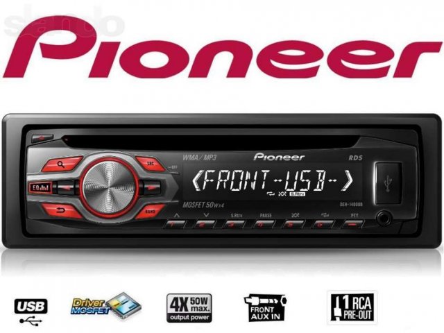 Новая USB/ MP3/ CD магнитола Pioneer DEH-1400UB в городе Санкт-Петербург, фото 1, Магнитолы