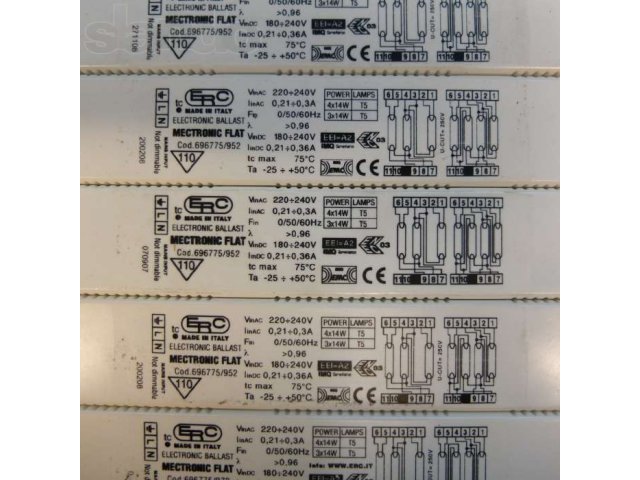 Итальянская ЭПРА для 14-ваттных люминесцентных ламп T5 (с цоколем G5) в городе Москва, фото 3, Московская область