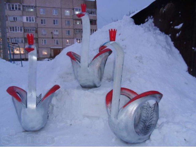 Лебеди из покрышек в городе Канаш, фото 2, Чувашия