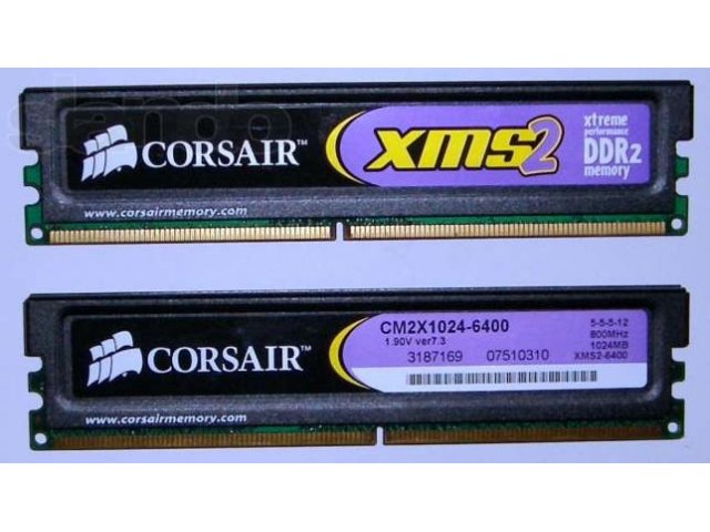 Оперативная память ddr2 1gb corsair 800mhz,2шт в городе Омск, фото 1, стоимость: 450 руб.