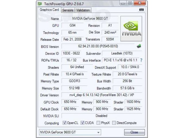 Хорошая игровая видеокарта Geforce 9600GT 512MB 256Bit в городе Красноярск, фото 3, Видеокарты