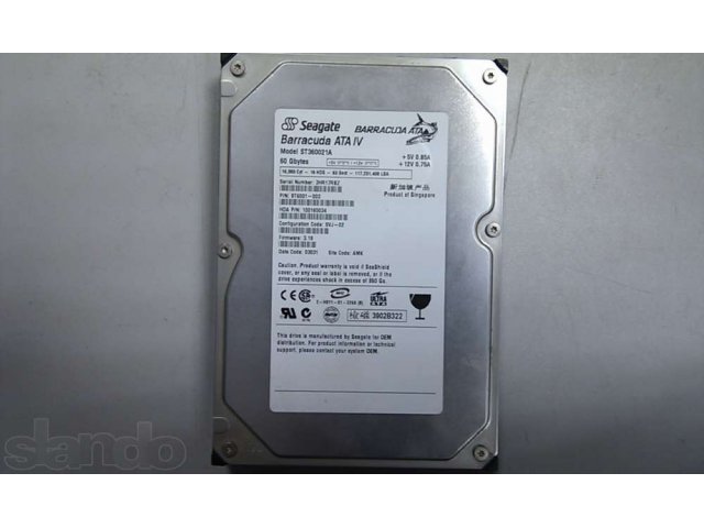 HDD IDE 60 Gb Seagate ST360021A в городе Оренбург, фото 1, стоимость: 400 руб.