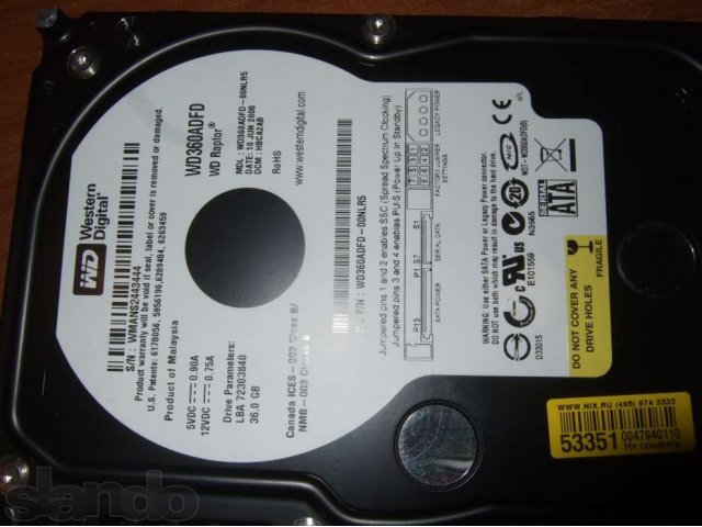 Жесткий диск 36 Gb Western Digital Raptor в городе Липецк, фото 3, Жесткие диски (HDD и SSD)