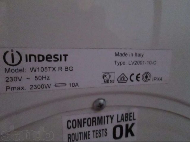 Продам стиральную машину Indesit W 105 TX в городе Новый Оскол, фото 3, Стиральные машины