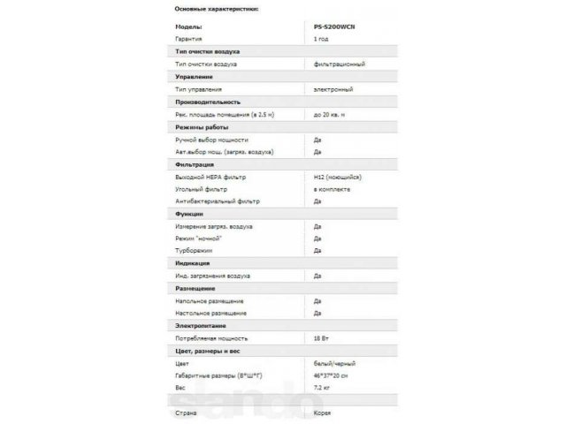 Воздухоочиститель LG PS-S200WCN в городе Саратов, фото 2, Саратовская область