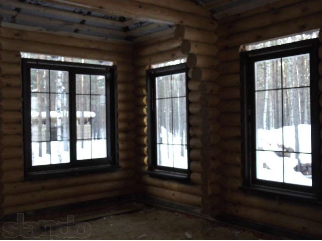 Установка деревянных окон в дома из оцилиндрованного бревна и евробрус в городе Йошкар-Ола, фото 4, Окна, двери, балконы