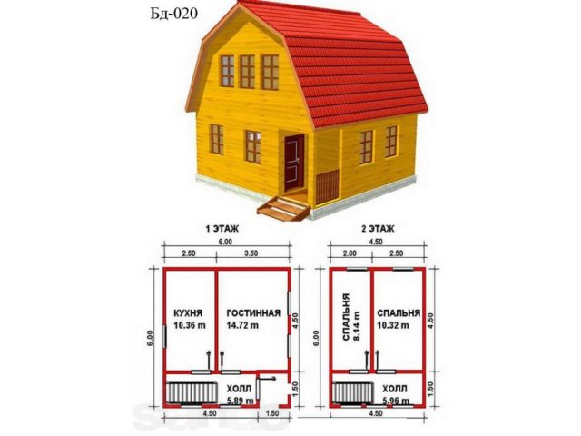 дом из бруса 56к.м. стоимостью 315000т.р. в городе Кострома, фото 1, стоимость: 0 руб.