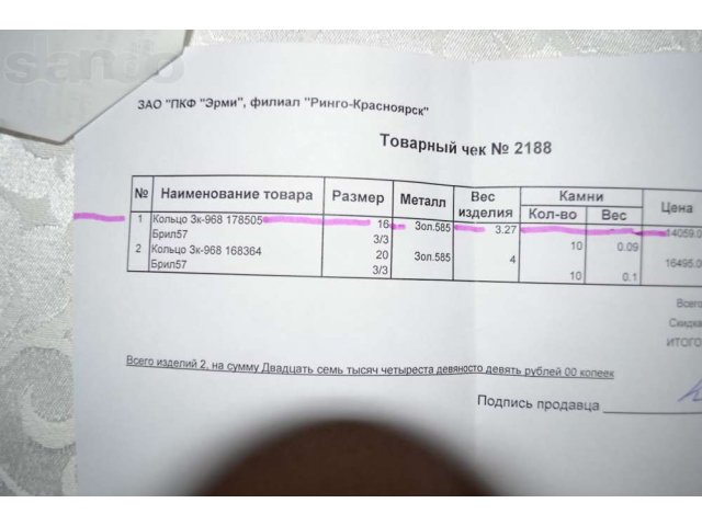 Золотое кольцо с бриллиантами в городе Красноярск, фото 4, стоимость: 7 000 руб.