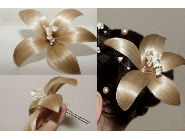 Как делать цветы для волос из искусственных волос