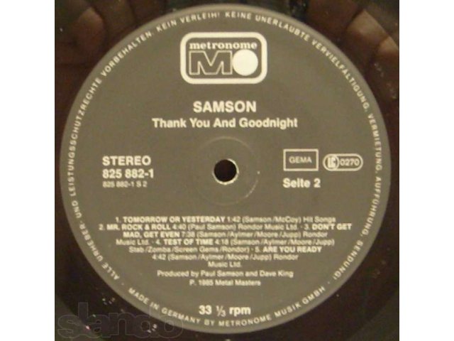 Пластинку Samson -  Thankyou and Goodnight  в городе Озерск, фото 4, стоимость: 750 руб.