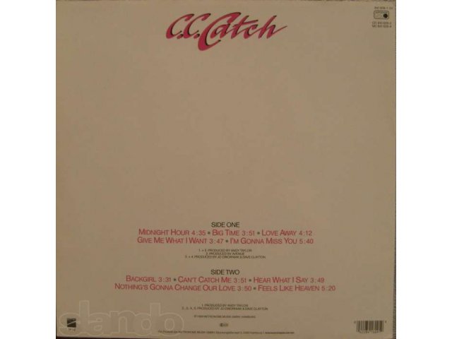 Пластинка  C. C. Catch  - Hear What I Say, NM/NM. в городе Озерск, фото 3, стоимость: 1 500 руб.