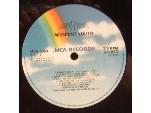 Пластинка  SHY  - Misspent youth, NM/NM в городе Озерск, фото 4, стоимость: 950 руб.