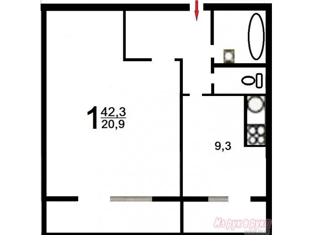 1-комн.  квартира,  Челябинская улица,  24к1,  11/12,  площадь:  общая 42.3 кв. м.,  жилая 20.9 кв. м.,  кухня 9.3 кв. м.,  с/у раздельный,  евроремонт,.. . в городе Москва, фото 2, стоимость: 6 500 000 руб.