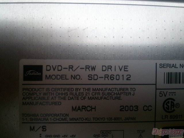 TOSHIBA DVD-ROM SD-R6012 в городе Санкт-Петербург, фото 1, стоимость: 300 руб.