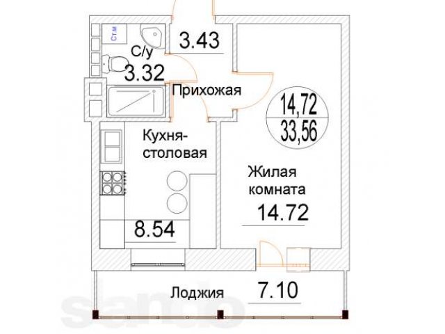 Продается однушка в новостройке, 33,56 кв.м. в городе Балашиха, фото 1, стоимость: 1 476 000 руб.