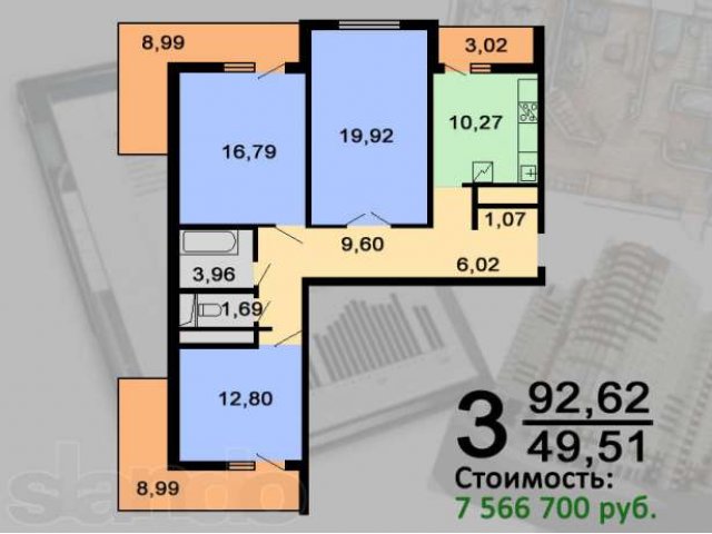 Продам 3-комн. кв. (93/50/11), МО, г. Мытищи, 2-й Красноармейский пер. в городе Мытищи, фото 1, Новостройки