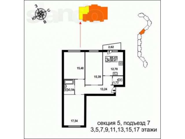 3-комнатная квартира, Оптиков/Туристская в городе Санкт-Петербург, фото 1, Новостройки