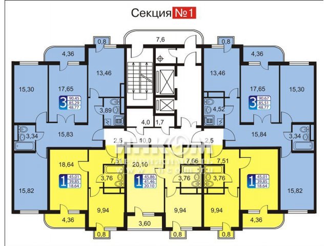 Продается 3-комн.  кв.,  этаж:  13/17.00,  общая площадь:  90.68 кв. м.,  жилая площадь:  48.77 кв. м.,  площадь кухни:  13.08 кв. м. в городе Лобня, фото 10, Новостройки