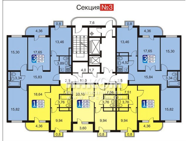 Продается 3-комн.  кв.,  этаж:  13/17.00,  общая площадь:  90.68 кв. м.,  жилая площадь:  48.77 кв. м.,  площадь кухни:  13.08 кв. м. в городе Лобня, фото 11, Московская область