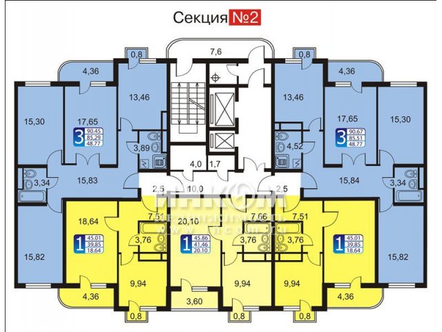 Продается 3-комн.  кв.,  этаж:  13/17.00,  общая площадь:  90.68 кв. м.,  жилая площадь:  48.77 кв. м.,  площадь кухни:  13.08 кв. м. в городе Лобня, фото 2, Московская область