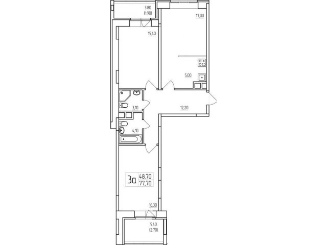 Продается 3-ная квартира (3A),  г.  Пушкино,  Пересечение улиц Боголюбская,  Первомайская и 2-я Домбровская,  4-й этаж.  Площадь 77.70 кв.  м. в городе Пушкино, фото 1, стоимость: 4 428 900 руб.