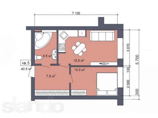 Продается 2-х комнатная квартира 40,5кв . в городе Видное, фото 2, стоимость: 1 550 000 руб.