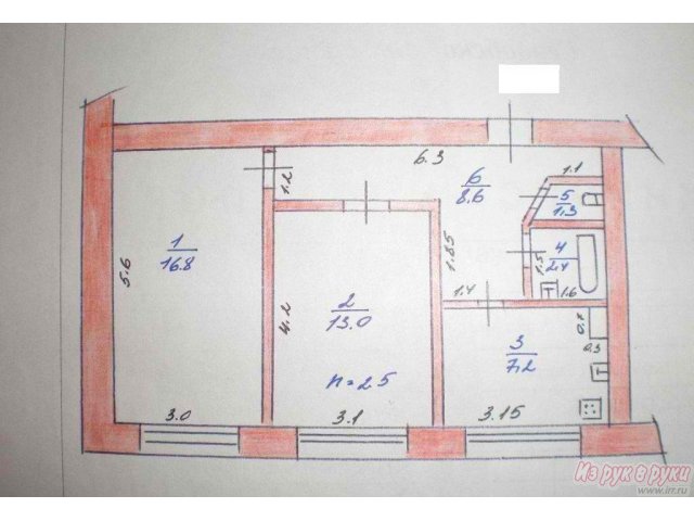 2-комн. кв.,  Сердобский р-н,  Сердобск ,  этаж 3/5,  квартира 49 кв. м.,  площадь продажи 49 кв. м. в городе Сердобск, фото 6, стоимость: 860 000 руб.