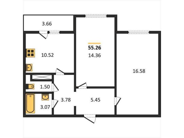 Продам квартиру 55.26 кв. м.  Л. О.,  Гатчинский р-н. в городе Гатчина, фото 2, Ленинградская область