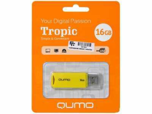 Флеш-карта Qumo Tropic 16Gb Yellow в городе Челябинск, фото 1, стоимость: 590 руб.