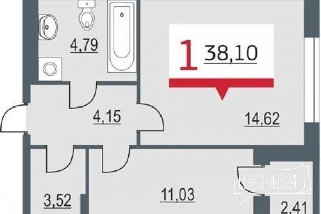 1-к квартира, 38 м², 3/17 эт. в городе Тюмень, фото 1, стоимость: 2 890 000 руб.