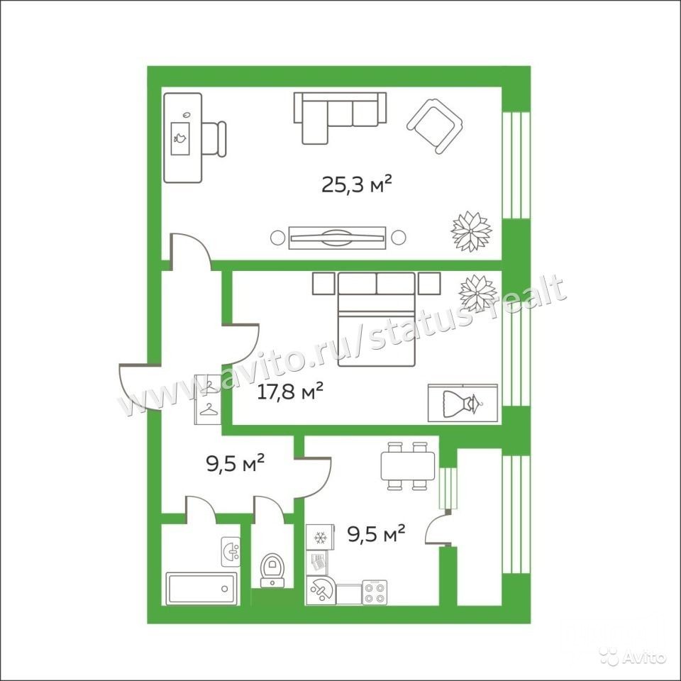 2-к квартира, 68 м², 3/11 эт. в городе Санкт-Петербург, фото 5, телефон продавца: +7 (812) 389-32-32