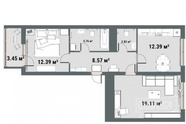 3-к квартира, 61 м², 3/17 эт. в городе Тюмень, фото 2, Новостройки