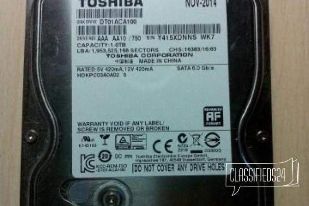 Toshiba DT01ACA100 1Tb в городе Тверь, фото 1, телефон продавца: +7 (900) 017-68-20