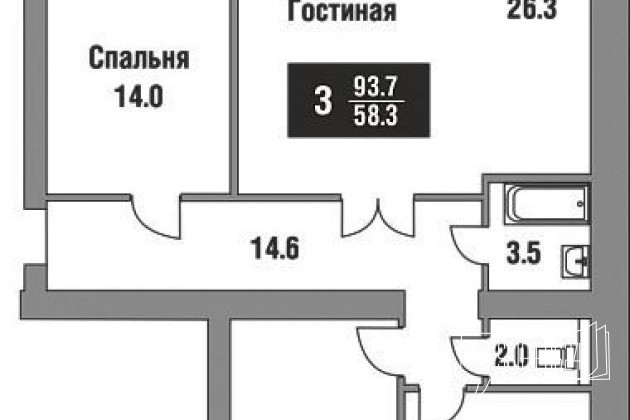 3-к квартира, 95 м², 6/14 эт. в городе Тюмень, фото 2, стоимость: 4 500 000 руб.