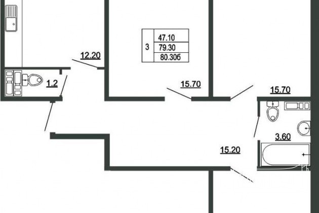 3-к квартира, 80.3 м², 14/16 эт. в городе Гатчина, фото 2, Новостройки