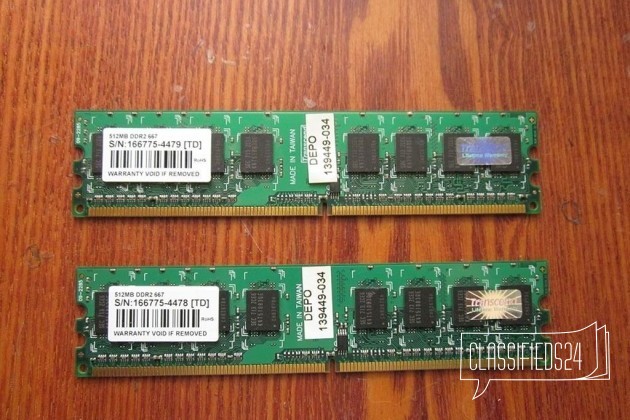 Transcend 512 MB DDR2 667Mhz 2шт в городе Саратов, фото 1, стоимость: 100 руб.