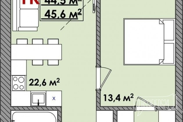 1-к квартира, 44 м², 3/17 эт. в городе Тюмень, фото 1, телефон продавца: +7 (904) 492-23-55