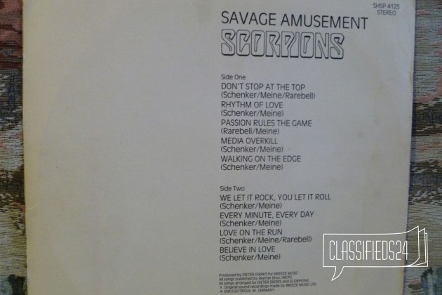 Scorpions -Savage Amusement /ex/nm в городе Барнаул, фото 2, стоимость: 0 руб.