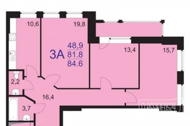 3-к квартира, 86.1 м², 3/25 эт. в городе Балашиха, фото 1, стоимость: 5 338 200 руб.