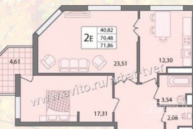 2-к квартира, 72 м², 18/22 эт. в городе Тверь, фото 1, Тверская область