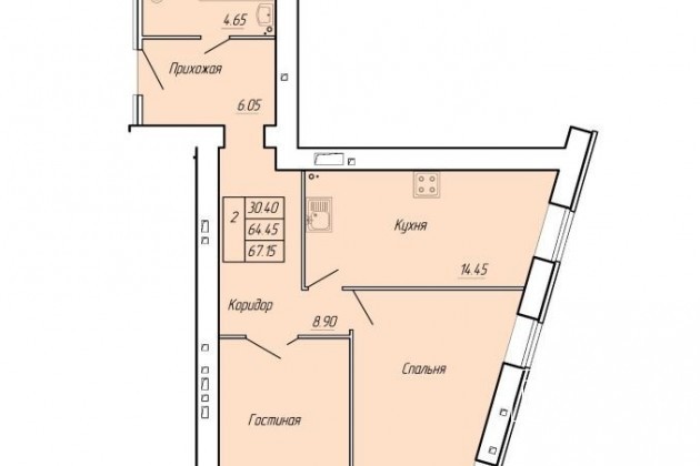 2-к квартира, 67.2 м², 5/9 эт. в городе Иваново, фото 2, Новостройки