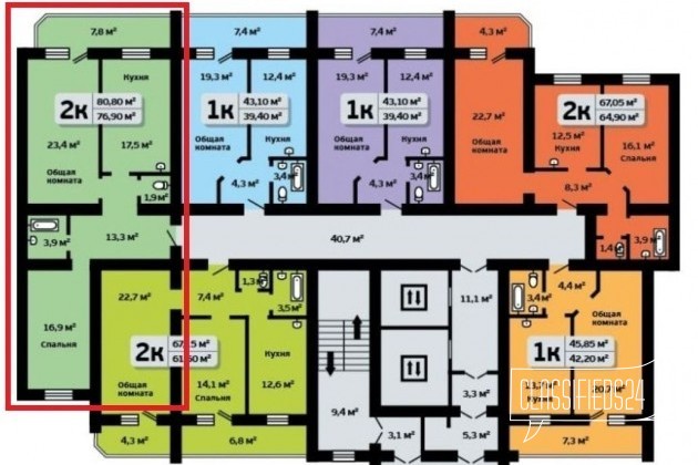 2-к квартира, 80.8 м², 6/16 эт. в городе Красноярск, фото 1, Красноярский край