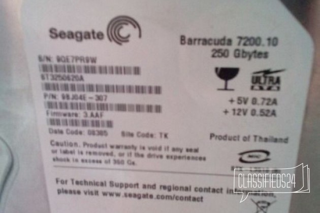 Винчестер Seagate IDE 250 GB в городе Красноярск, фото 2, Красноярский край