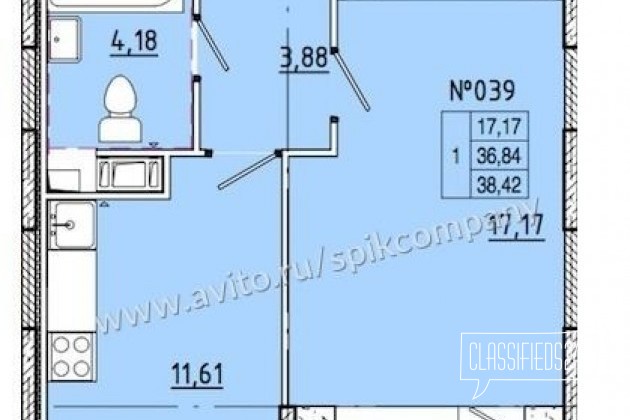 1-к квартира, 40 м², 5/18 эт. в городе Санкт-Петербург, фото 1, стоимость: 2 620 000 руб.