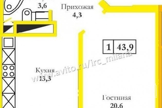 1-к квартира, 44 м², 7/20 эт. в городе Оренбург, фото 1, стоимость: 1 820 000 руб.