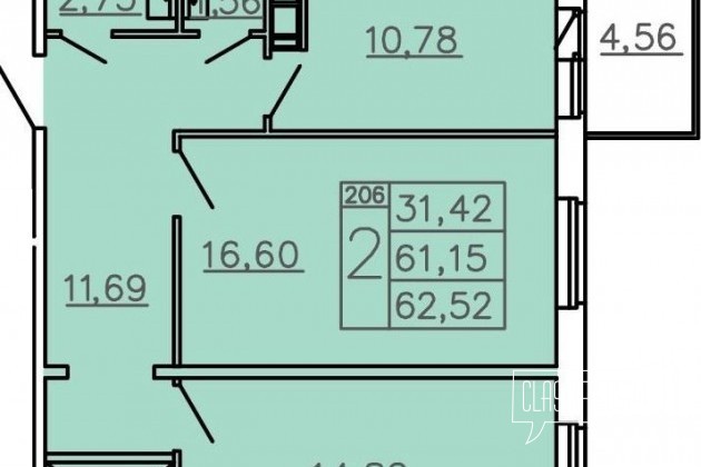 2-к квартира, 62 м², 6/9 эт. в городе Санкт-Петербург, фото 4, Вторичный рынок