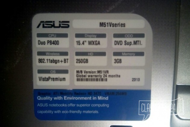 Ноутбук Asus M51V состояние идеальное в городе Киров, фото 2, стоимость: 6 390 руб.