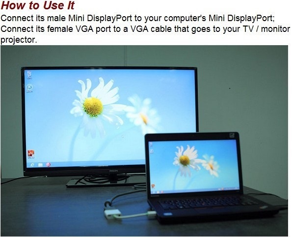 Переходник mini displayport на VGA кабель-адаптер в городе Томск, фото 4, Томская область