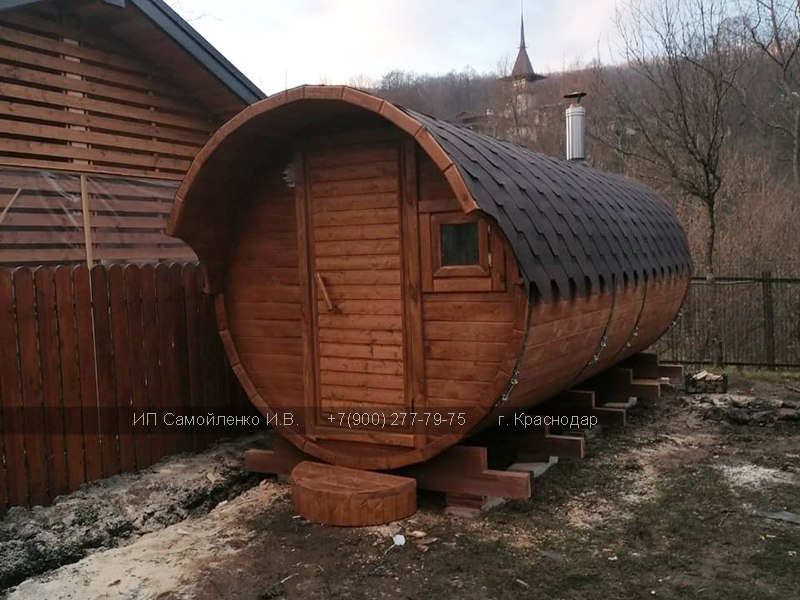 Баня-бочка 5 метров в городе Динская, фото 3, стоимость: 246 000 руб.